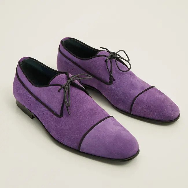 N° D1016 THE FORMAL LEATHER CAP TOE DERBY SHOES - LIGHT PINK SUEDE
