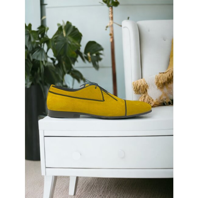 N° D1016 THE FORMAL LEATHER CAP TOE DERBY SHOES - LIGHT PINK SUEDE