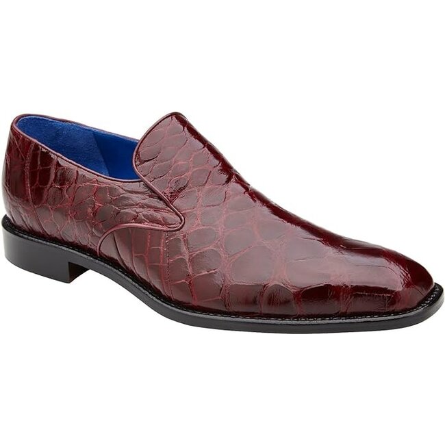 Belvedere BELVEDERE GENOVA R53 MEN'S DESIGNER SHOES BLACK EXOTIC ALLIGATOR SLIP-ON LOAFERS (BV3099)