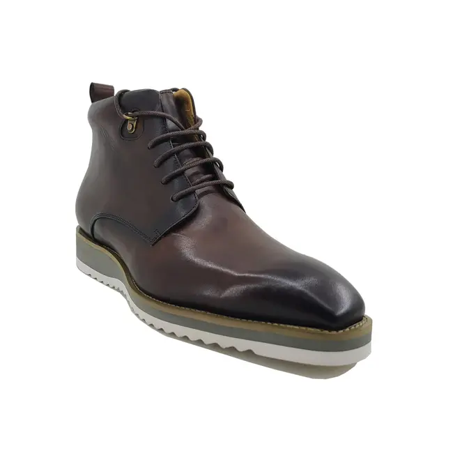 Carrucci Burnished Calfskin Lace-Up boot White