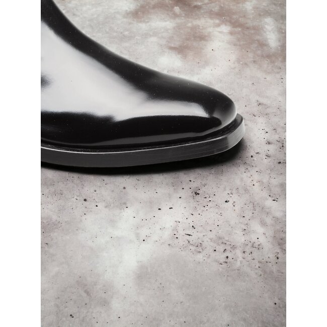 Marques Genuine Leather Plain-Toe Boot - Black