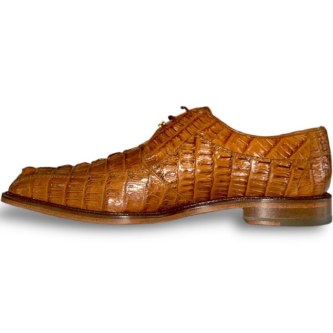 Belvedere "Colombo" Camel Genuine Hornback Crocodile Shoes "1494"