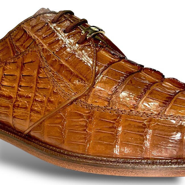 Belvedere "Colombo" Camel Genuine Hornback Crocodile Shoes "1494"