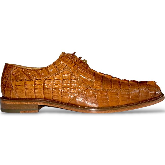 Belvedere "Colombo" Camel Genuine Hornback Crocodile Shoes "1494"