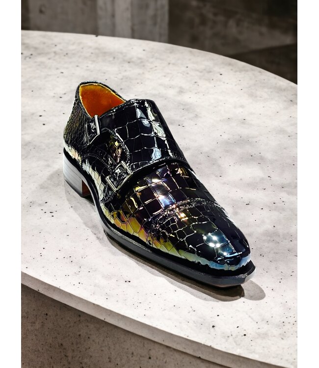 Mister Monk-Straps Black Iridescent Men's Shoes