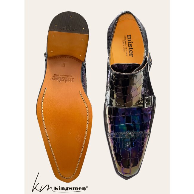 Mister Monk-Straps Black Iridescent Men's Shoes