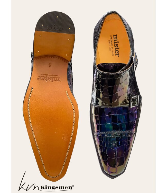 Mister Monk-Straps Black Iridescent Men's Shoes