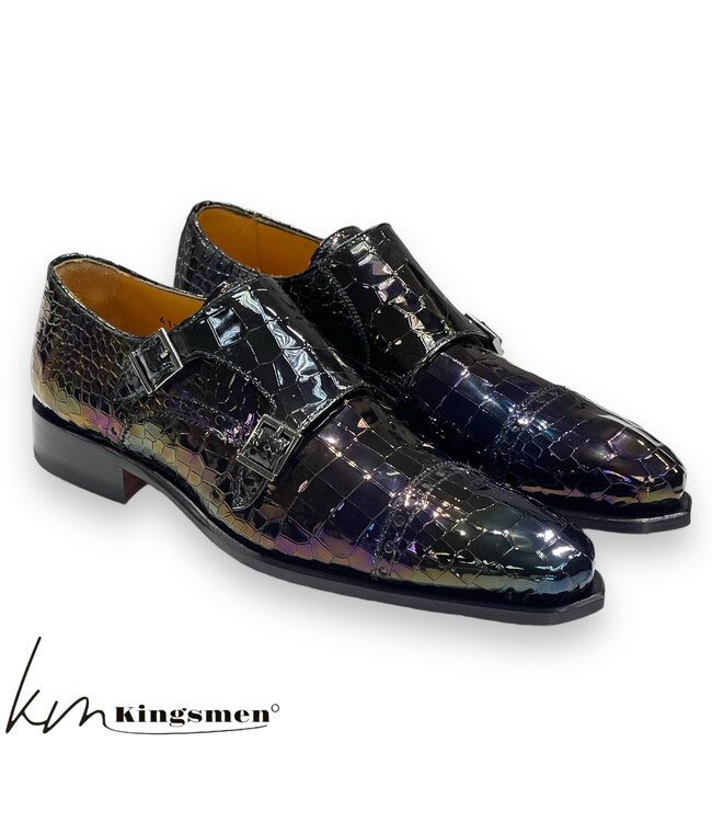 Mister Monk-Straps Black Iridescent Men's Shoes