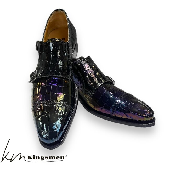 Mister Monk-Straps Black Iridescent Men's Shoes
