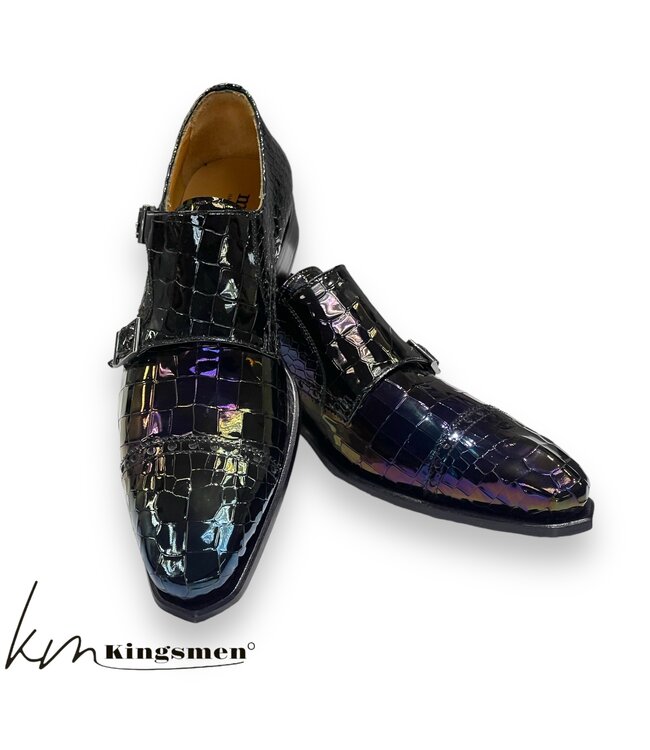 Mister Monk-Straps Black Iridescent Men's Shoes