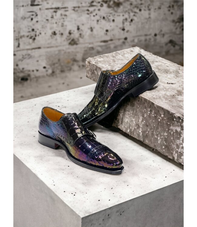 Mister Monk-Straps Black Iridescent Men's Shoes