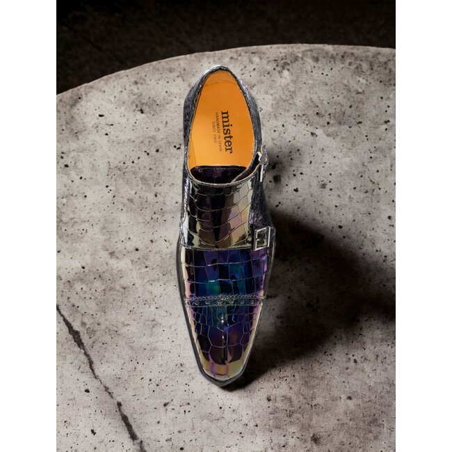 Mister Monk-Straps Black Iridescent Men's Shoes