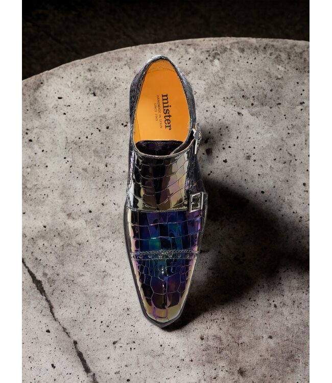 Mister Monk-Straps Black Iridescent Men's Shoes