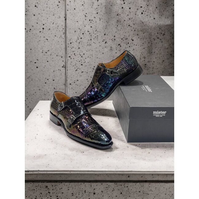 Mister Monk-Straps Black Iridescent Men's Shoes