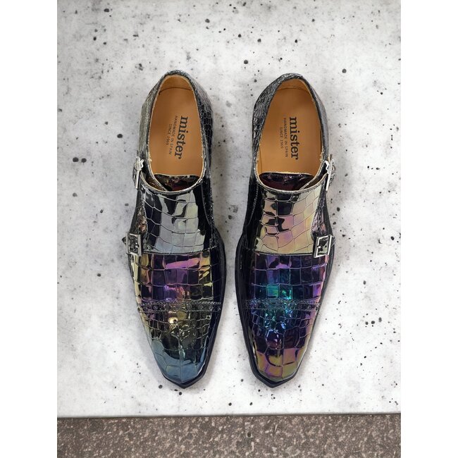 Mister Monk-Straps Black Iridescent Men's Shoes