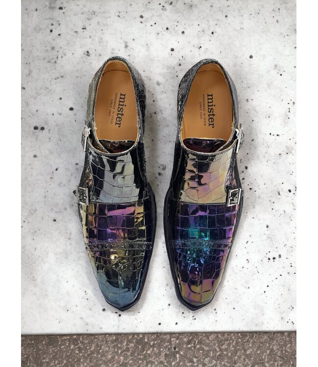 Mister Monk-Straps Black Iridescent Men's Shoes