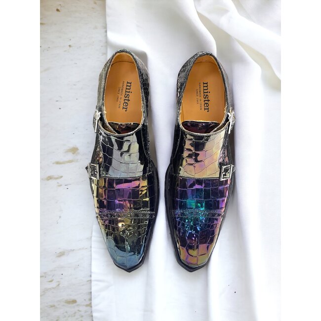 Mister Monk-Straps Black Iridescent Men's Shoes