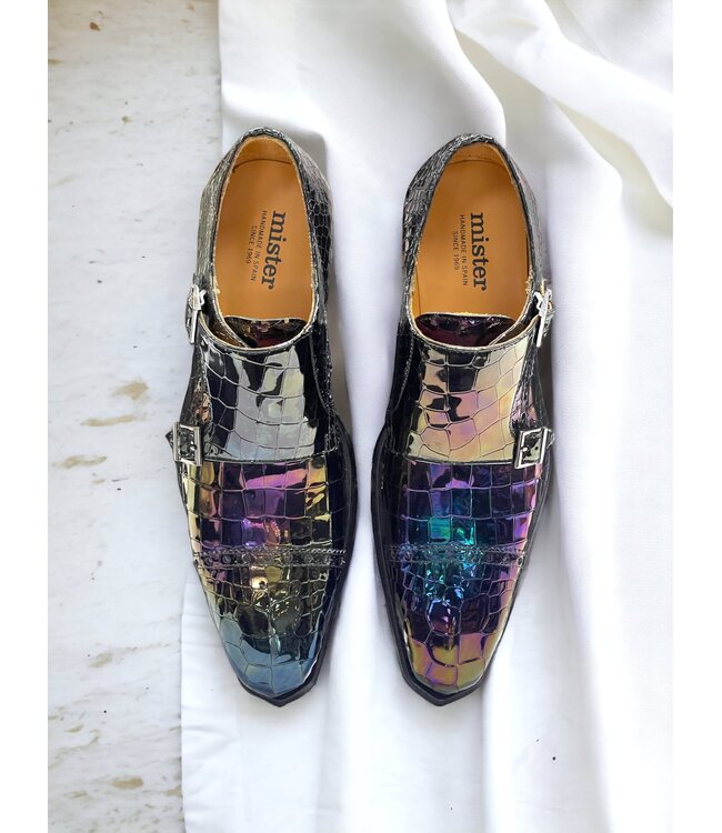 Mister Monk-Straps Black Iridescent Men's Shoes