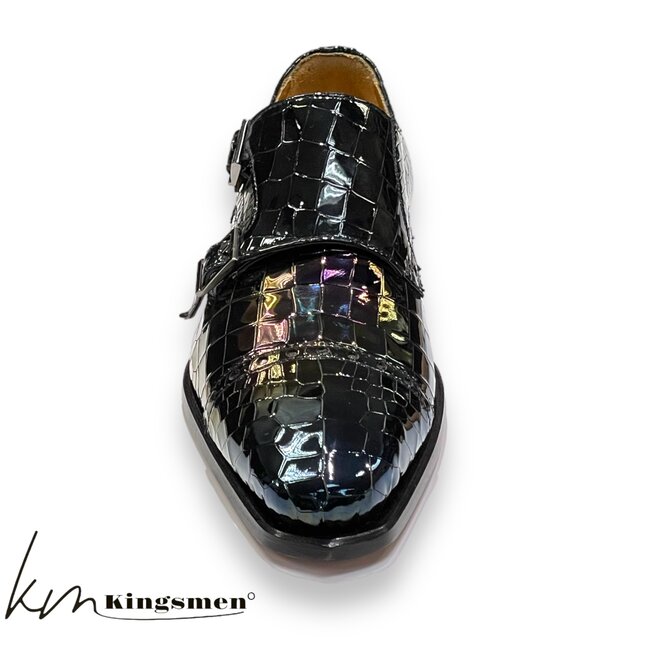 Mister Monk-Straps Black Iridescent Men's Shoes