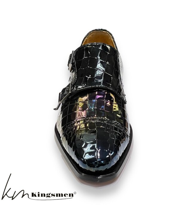 Mister Monk-Straps Black Iridescent Men's Shoes