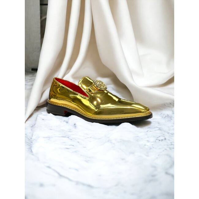 Emilio Franco EF335 Men's Shoes Calf-Skin Gold Mirror Finish Loafer