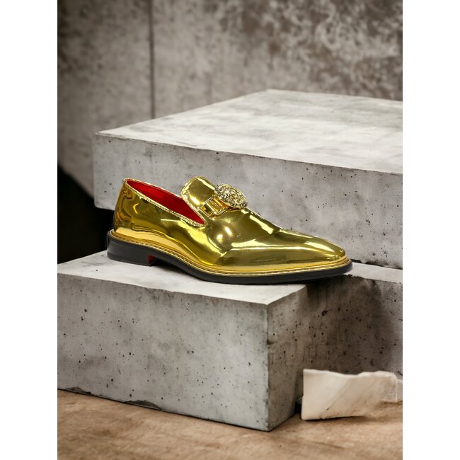 Emilio Franco EF335 Men's Shoes Calf-Skin Gold Mirror Finish Loafer