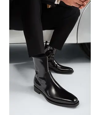 Mezlan Marques Genuine Leather Plain-Toe Boot - Black