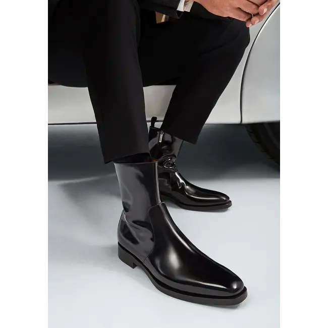 Mezlan Marques Genuine Leather Plain-Toe Boot - Black
