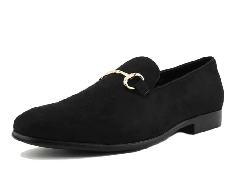 Amali Men\'s Slip-on Smoking Loafer Shoes Black Green Spikes Sizes 9 - 9.5 Black Spiked Loafers | Mens Smokers | Mesa by Amali – Amali  main image 3