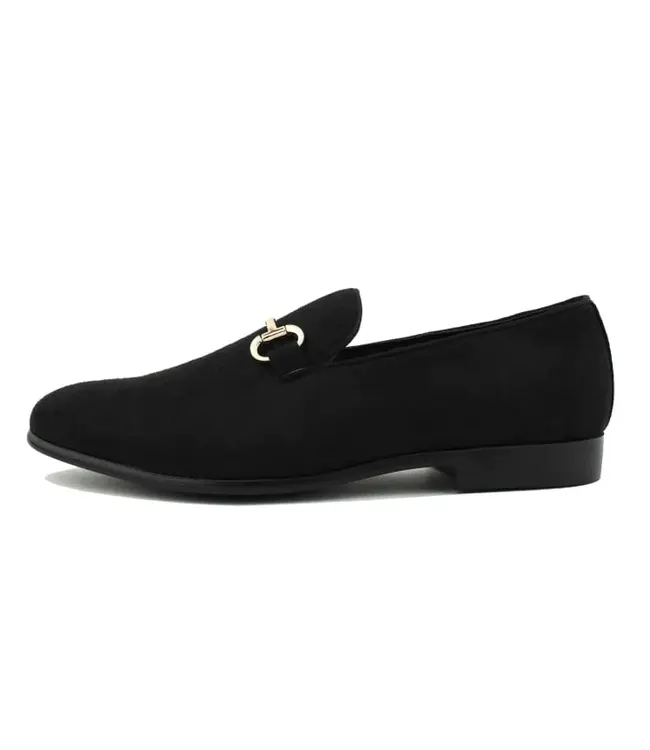 Amali Bradford - Microfiber Men's Slip-On Loafer with Gold Bit