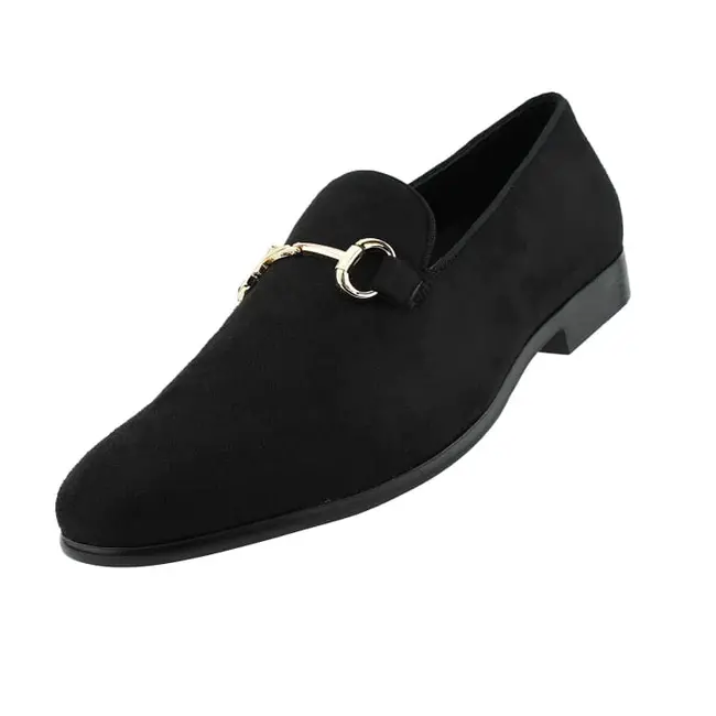 Amali Bradford - Microfiber Men's Slip-On Loafer with Gold Bit