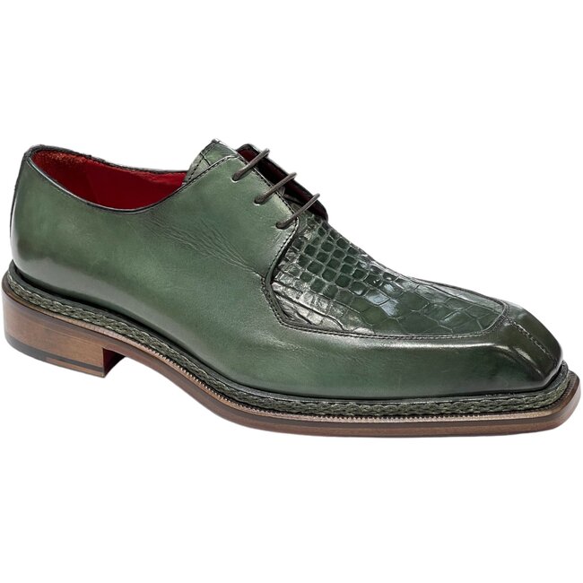 Fennix Mens Fennix  Alligator Split Toe Dress Shoe Olive Green