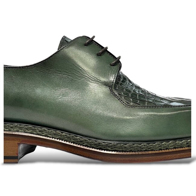 Fennix Mens Fennix  Alligator Split Toe Dress Shoe Olive Green