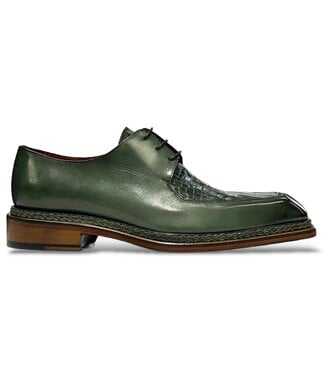 Fennix Mens Fennix  Alligator Split Toe Dress Shoe Olive Green