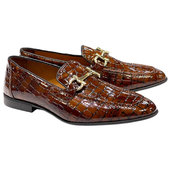 Sigotto Uomo Sigotto Uomo (6472) Alligator Print Genuine Calf Leather Bit Buckle