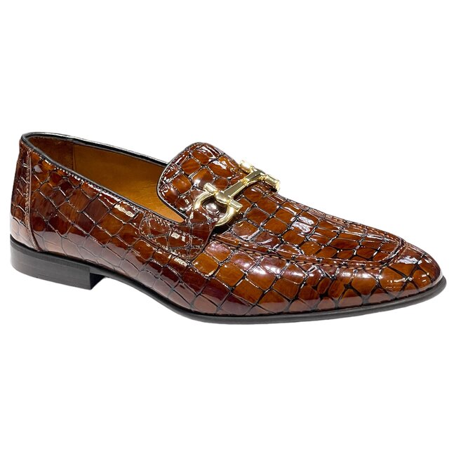 Sigotto Uomo Sigotto Uomo (6472) Alligator Print Genuine Calf Leather Bit Buckle