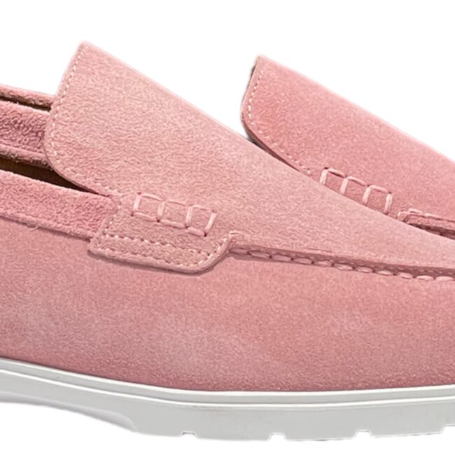 Pink Sigotto Suede Leather Loafers
