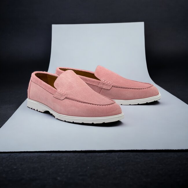 Pink Sigotto Suede Leather Loafers