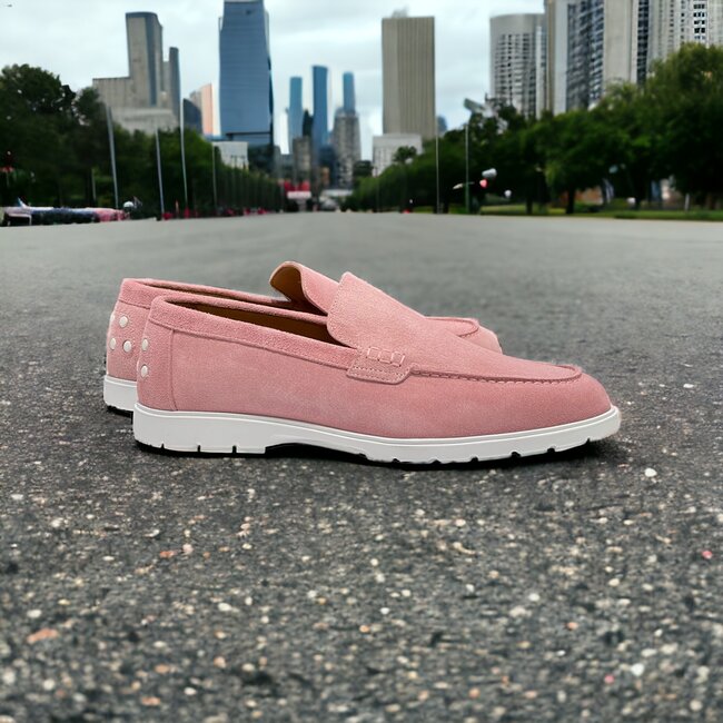 Pink Sigotto Suede Leather Loafers