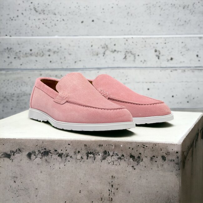 Pink Sigotto Suede Leather Loafers