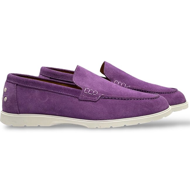 Purple Sigotto Suede Leather Loafers