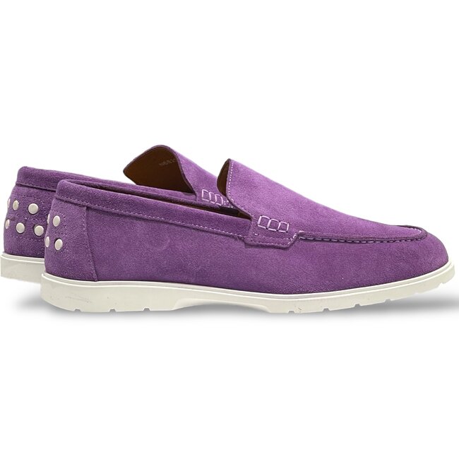 Purple Sigotto Suede Leather Loafers