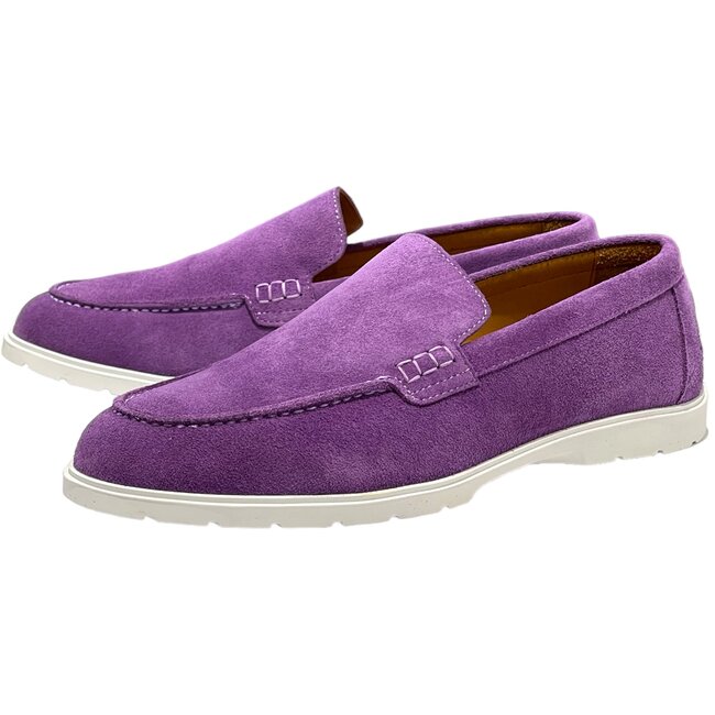 Purple Sigotto Suede Leather Loafers