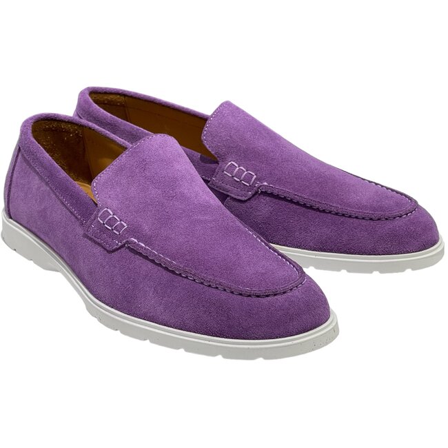Purple Sigotto Suede Leather Loafers