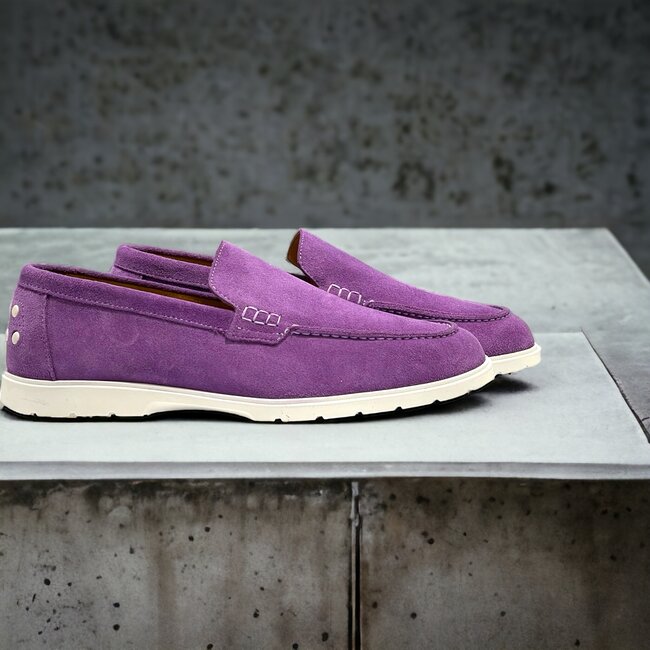Purple Sigotto Suede Leather Loafers