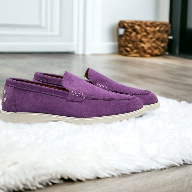Purple Sigotto Suede Leather Loafers