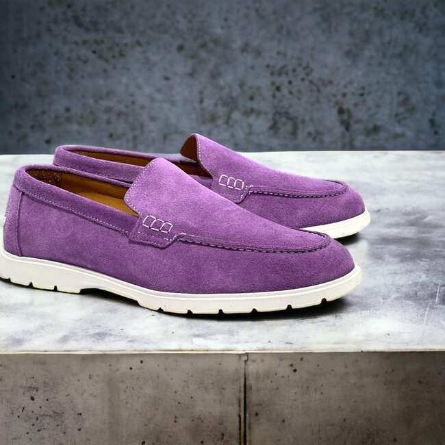 Purple Sigotto Suede Leather Loafers