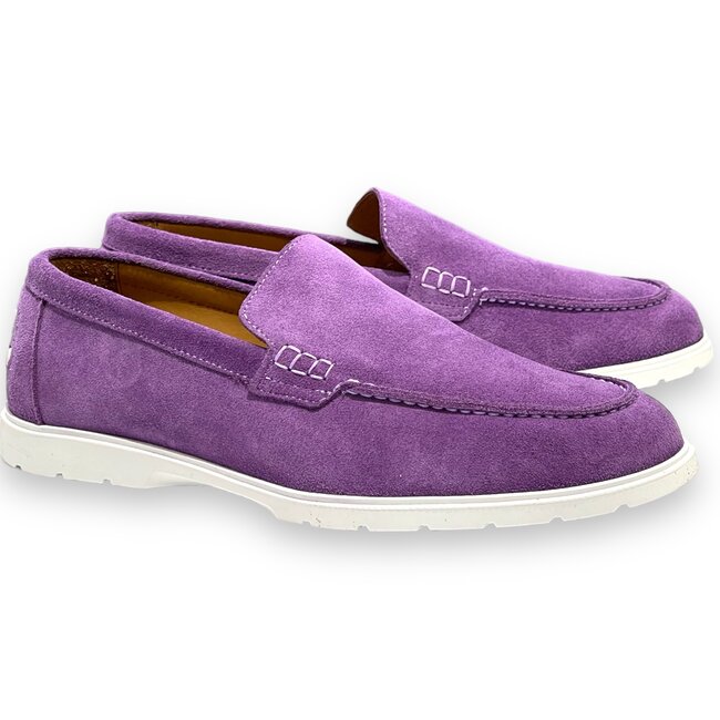 Purple Sigotto Suede Leather Loafers