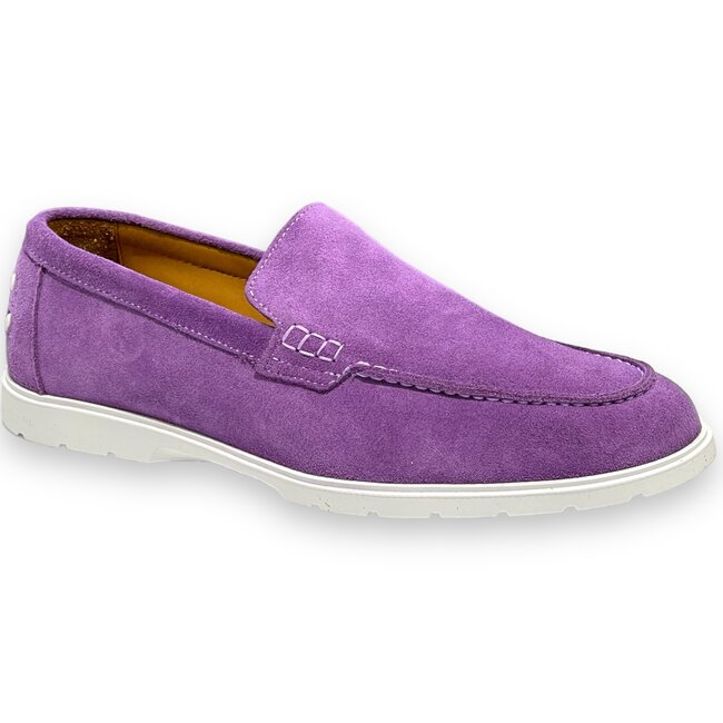 Purple Sigotto Suede Leather Loafers