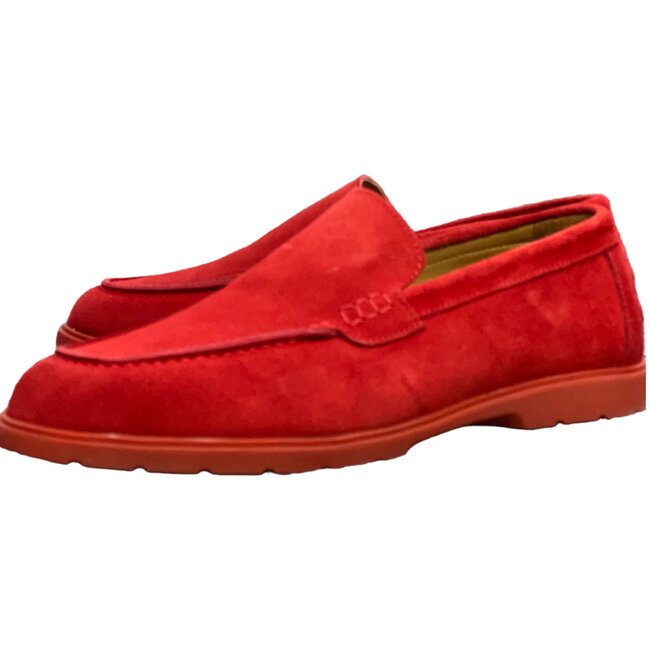 Red Sigotto Calfskin Suede Leather Loafers